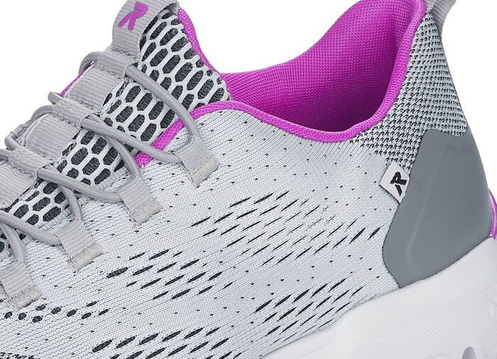Rieker sneakers met elastische decoratieve vetersluiting GRIJS-ROZE