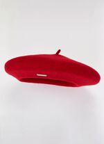 Seeberger, damesbaret, gemaakt van scheerwol VUURROOD