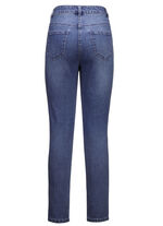 Jeans met geborduurde bloemetjes en strass-steentjes JEANS BLAUW