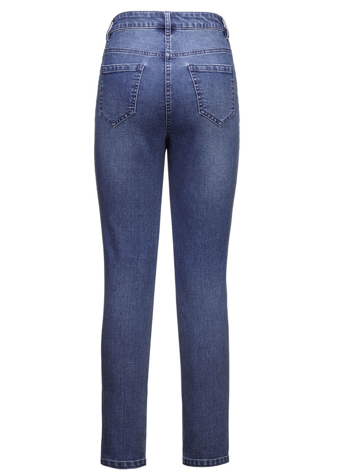 Jeans met geborduurde bloemetjes en strass-steentjes JEANS BLAUW