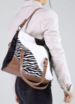 Collezione Alessandro tas met zebra-design ZWART-ECRU