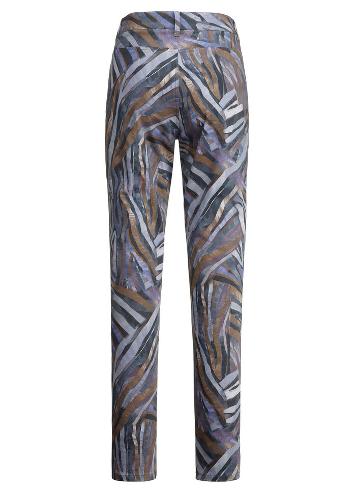 Broek met elastische tailleband aan de achterkant JEANSBLAUWE CHOCOLADE AUBERGINE