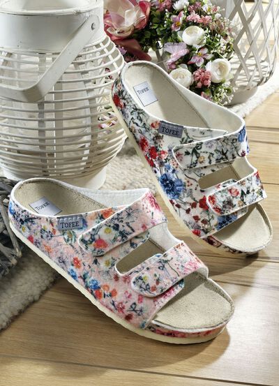 Pantoffel met leren binnenzool 