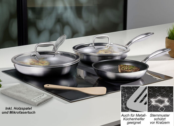 Professionele roestvrijstalen pannenset, 7-delig 