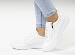ELENA EDEN sneakers van fijn glanzend, generfd hertennappaleer WIT