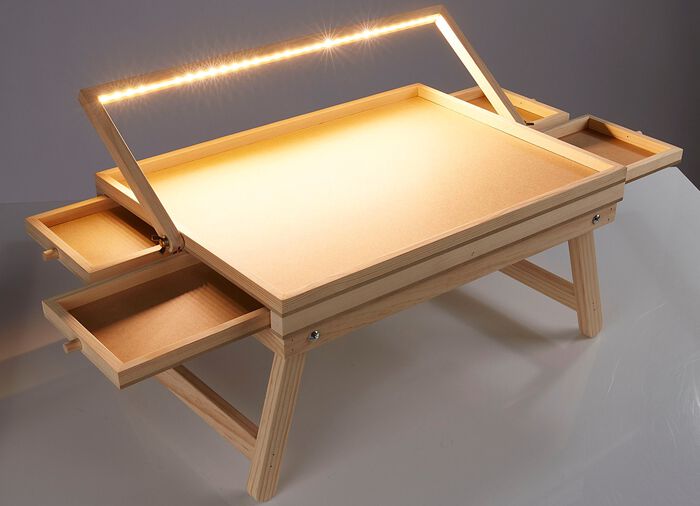 LED-puzzeltafel met lades en uitklapbare poten 