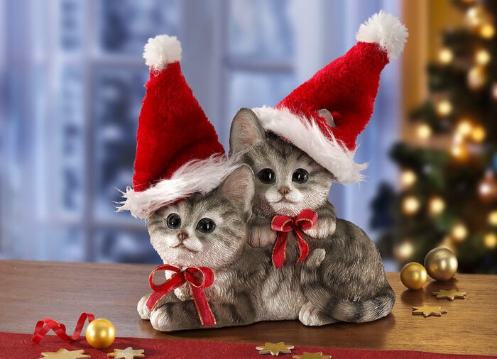 Kerstkatjes van polyresin 