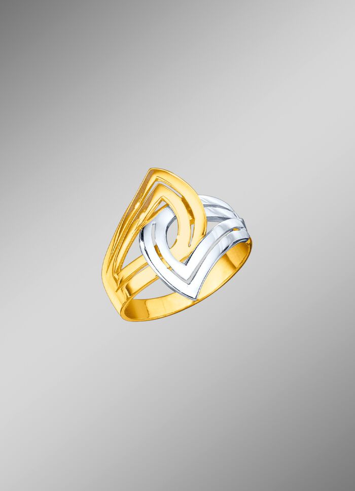 Verstrengelde damesring in bicolor 