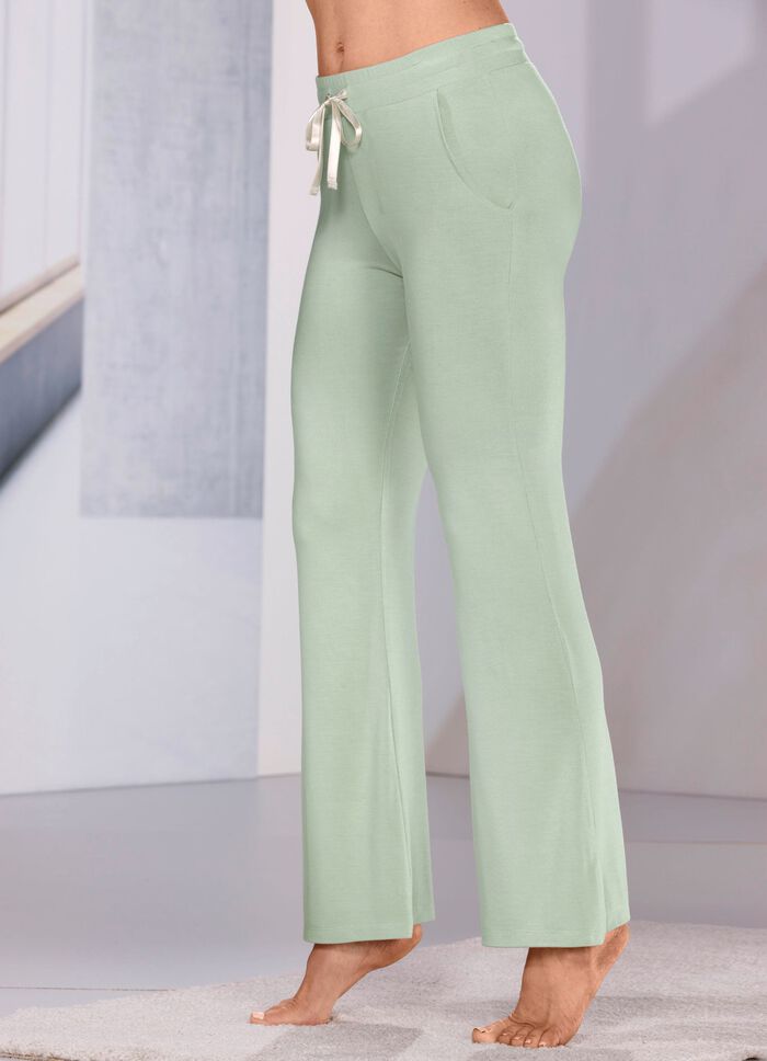 Slaap- en vrijetijdsbroek van viscose met een satijnen strikband 