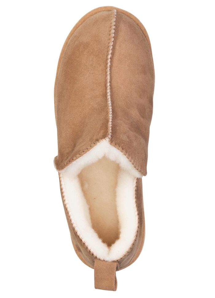 ELENA EDEN, warme damespantoffels, breedte G, met lamsvacht TABAKSBRUIN