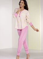 Pyjama met manchetten en contrasterende naden 
