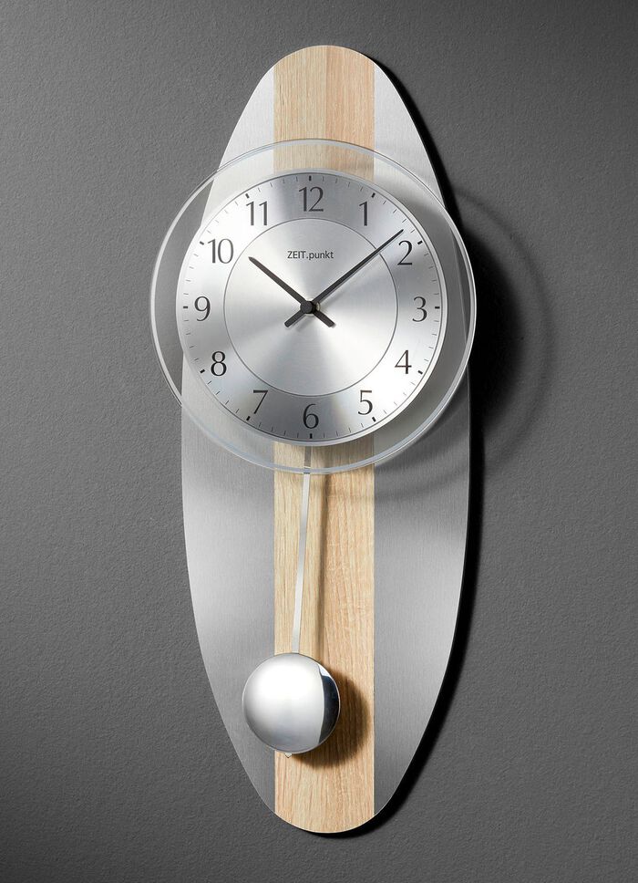 Radiografische wandklok ZILVER-EIKEN-SONOMA