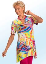 Lang shirt met neon-inkjetprint all-over 