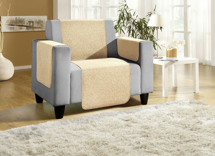 Fauteuil-, bank- en armleuningbeschermers met bandrand BEIGE