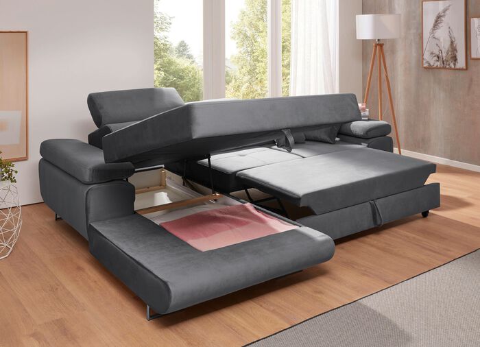 Functioneel gestoffeerd meubilair met verstelbare hoofdsteunen GRIJS