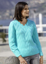 Trui met decoratieve halslijn TURQUOISE