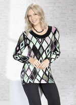 Expressief lang shirt met zwart paneel 