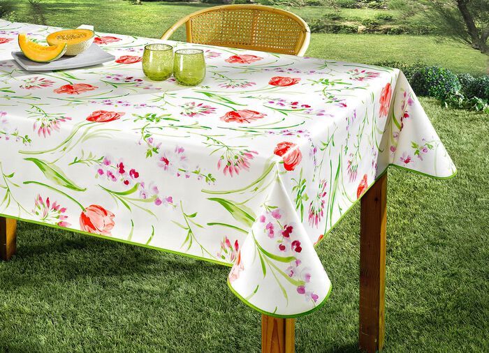 Tafelkleden van tafelzeil met bijpassende schuine band 