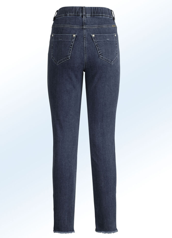 Magic jeans met trendy franjes aan de zoom DONKERBLAUW
