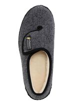 Gevoerde herenpantoffels, met nieuwe wol ANTRACIET-ZWART