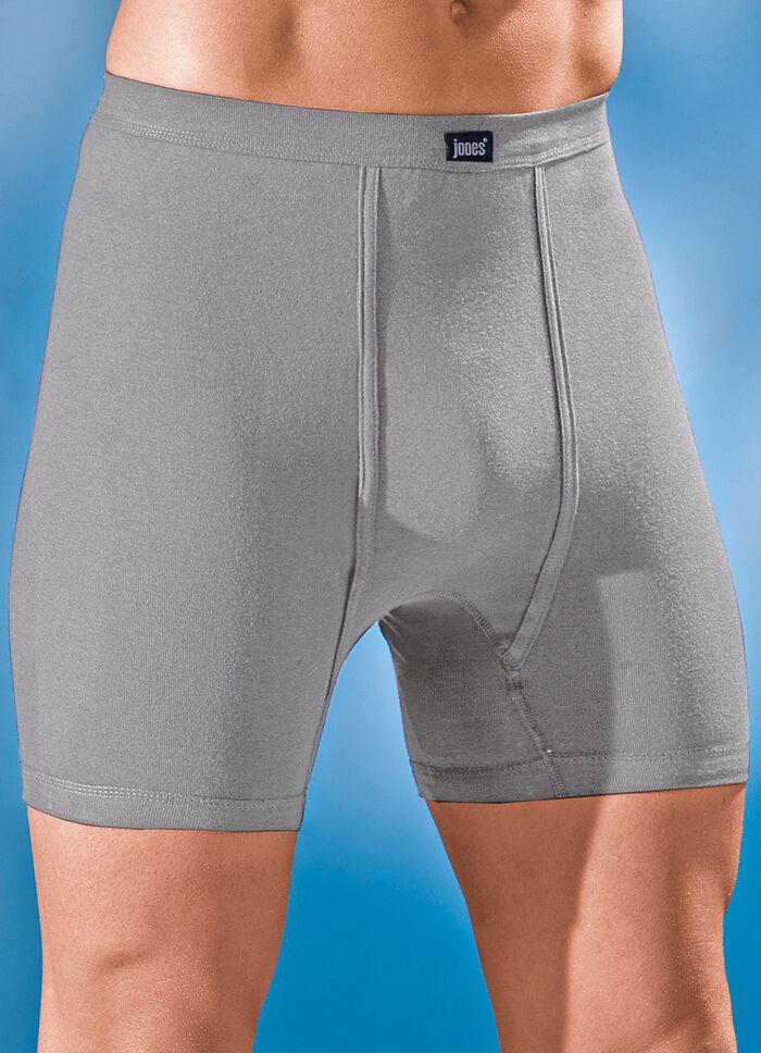 Set van drie onderbroeken van fijne ribstof met gulp, effen 