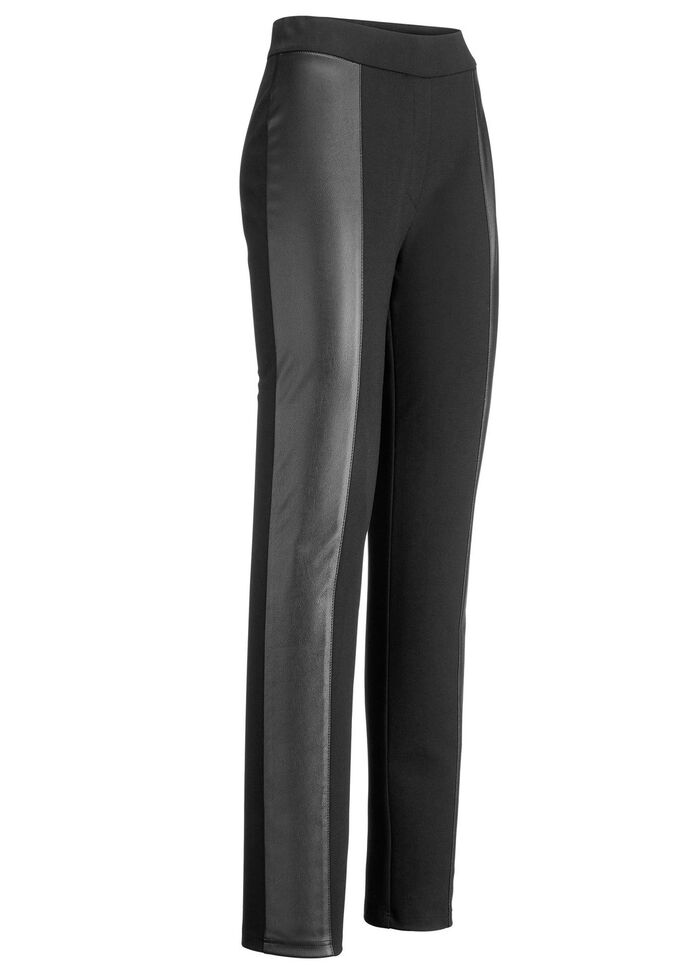 Broek in trendy materiaalmix 