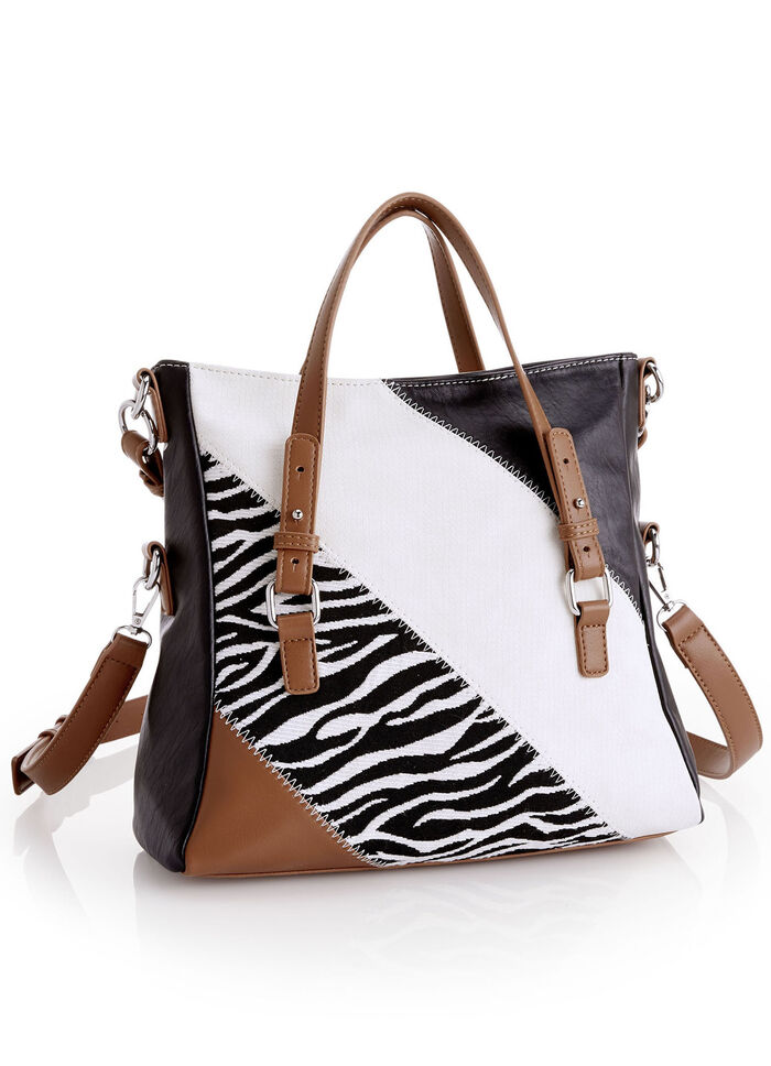 Collezione Alessandro tas met zebra-design ZWART-ECRU