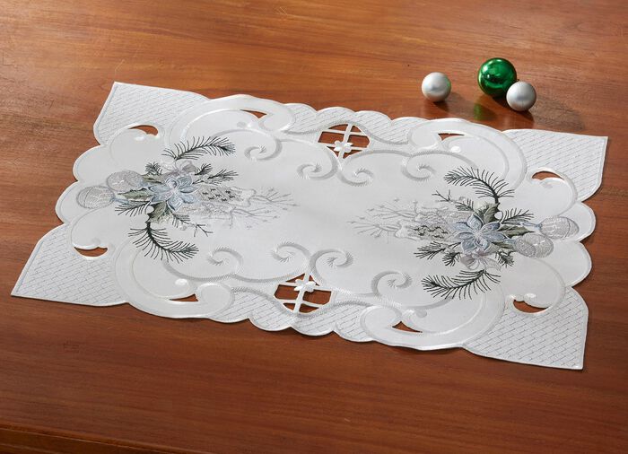 Geborduurde tafel- en kamerdecoratie SEKT-GRAU