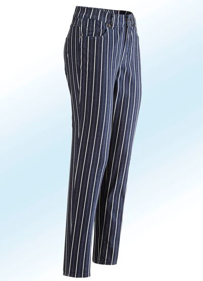 Jeans met opvallend streepmotief 