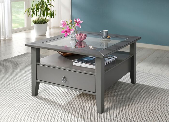 Salontafel van massief grenenhout GRIJS