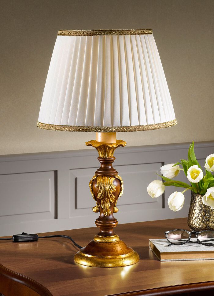 Tafellamp met echt bladgoud WALNOOT GOUD