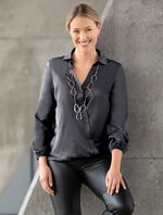 Blouse met drukknoop aan de binnenkant in 2 kleuren ZWART