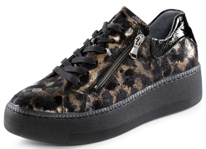 Waldl&auml;ufer sneakers in trendy luipaardlook ZWART-BRONS