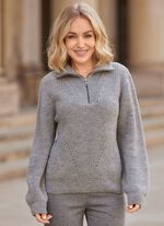 Trui met coltrui en decoratieve rand 