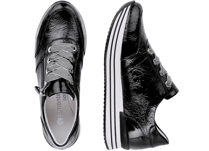 Remonte sneakers met effectieve vetersluiting ZWART