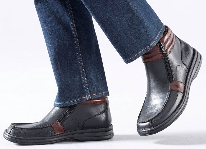 GINO GALANTE, gevoerde herenlaarzen, winterschoenen, met uitneembaar voetbed ZWART-BOURGOND