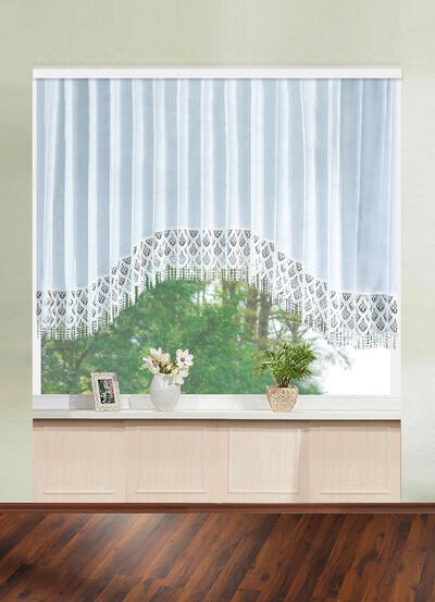 C-boog gordijn met Plauener kant 