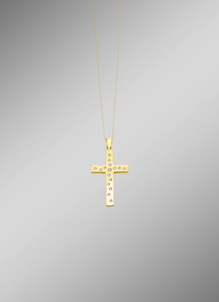 Dubbelzijdige kruishanger met synthetische zirkonia 