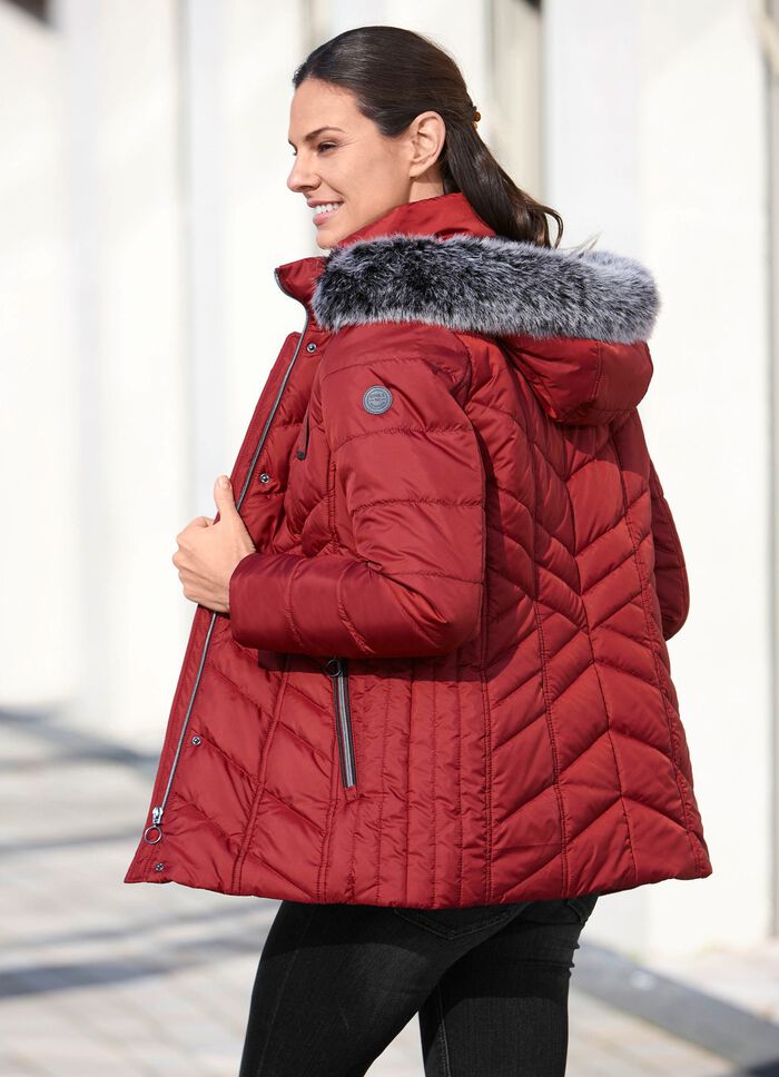 Jas met afneembare kunstbontkraag 