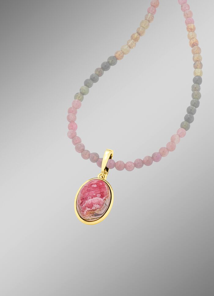Vergulde hanger met rhodochrosiet 