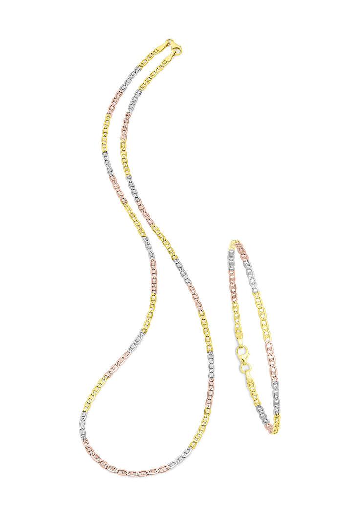 Elegante set in driekleur, met karabijnhaak 