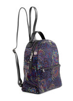 Laurina-rugzak van bedrukt kalfsleer ZWART-MEERKLEURIG