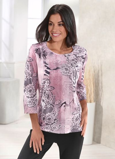 Shirt met plaatversiering op de voorkant in 4 kleuren 