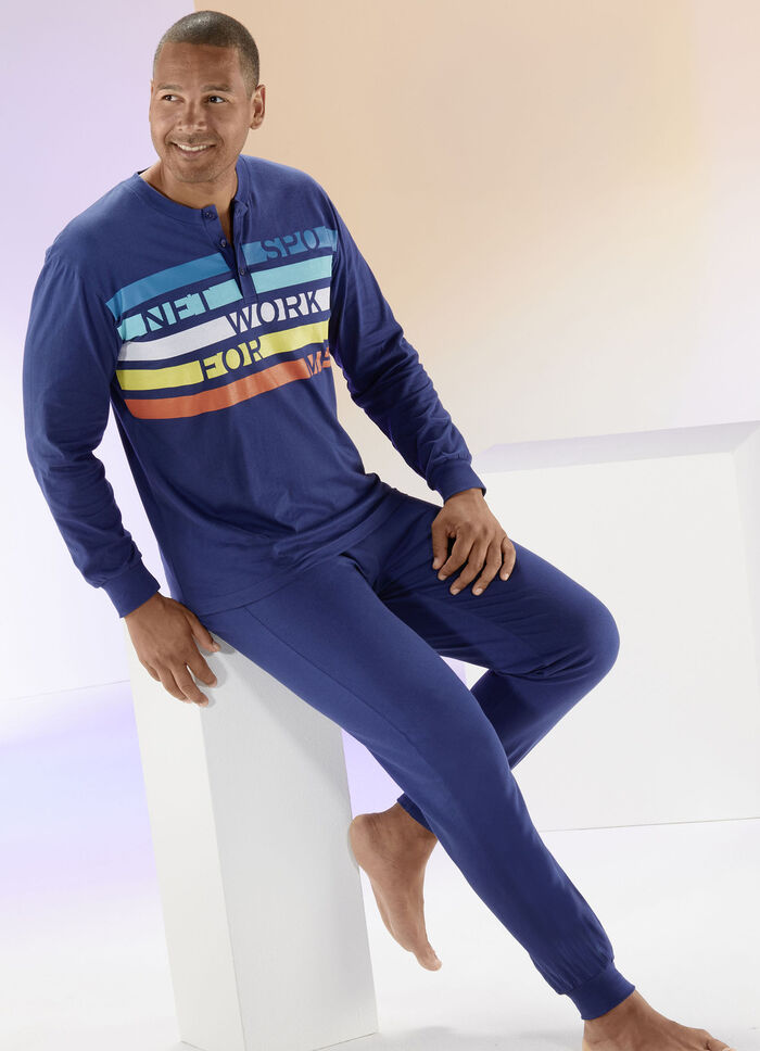 Pyjama met knoopsluiting en geprint motief 