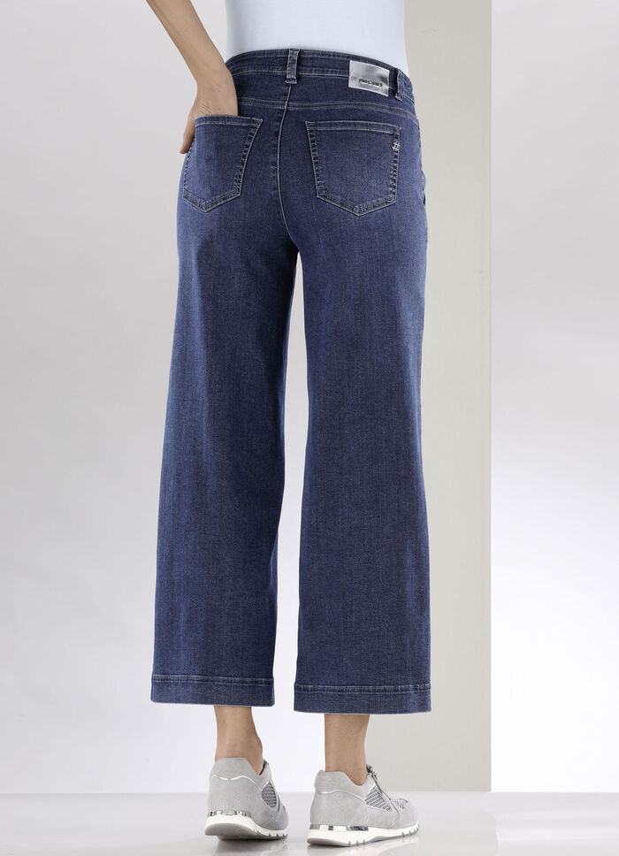 Jeansculotte met luchtige, wijde pijpen DONKERBLAUW