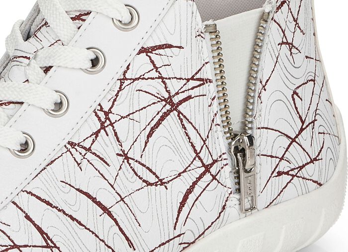 Remonte veterlaarzen van effectief bedrukt nappaleer WIT-ROOD