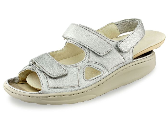 Waldläufer, comfortabele damessandalen, breedte H, met uitneembaar voetbed TAUPE METALLIC