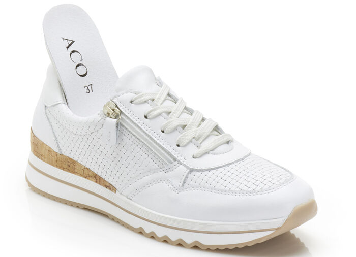 ELENA EDEN sneakers met vetersluiting en ritssluiting aan de zijkant WIT