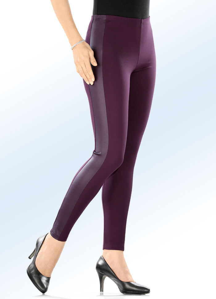 Leggings in een interessante materiaalmix BORDEAUX