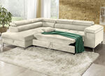 Gestoffeerde hoek met bedfunctie en comfortabele schuimvulling BEIGE